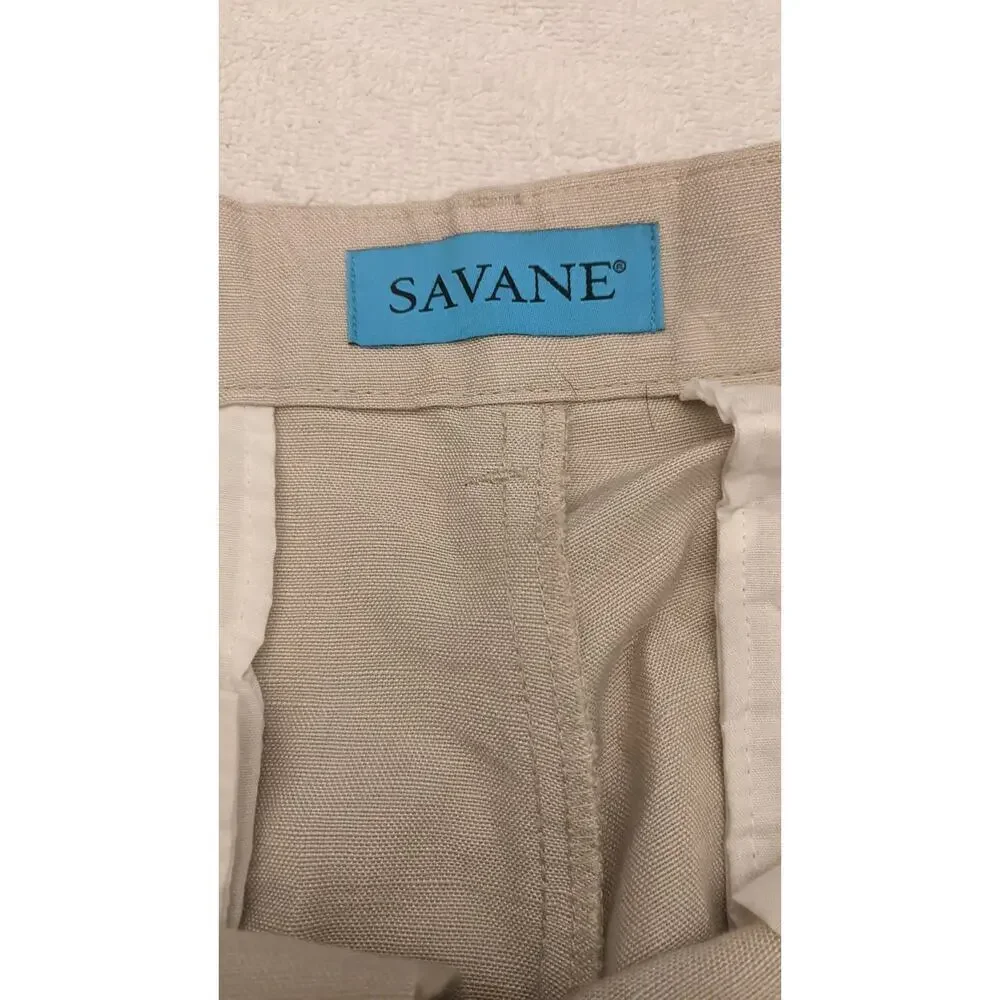 Savane Limen/Viscose Light Tan/cream Khaki Slacks, 34/32